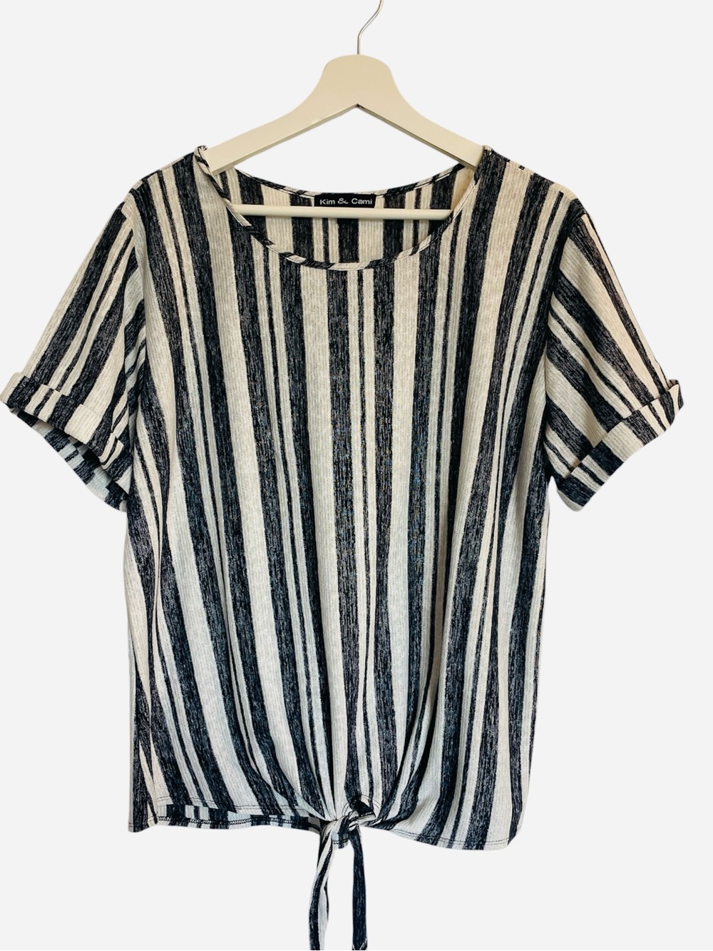 Kim and Cami Black and White Striped Shirt
